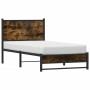 Estructura de cama sin colchón metal roble ahumado 90x200 cm