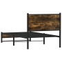 Estructura de cama sin colchón metal roble ahumado 90x200 cm