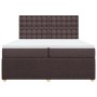 Cama box spring con colchón tela marrón oscuro 200x200 cm