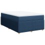 Cama box spring con colchón tela azul 120x190 cm