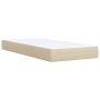 Cama box spring con colchón tela color crema 90x200 cm