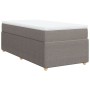 Cama box spring con colchón tela gris taupe 100x200 cm