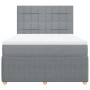 Cama box spring con colchón tela gris claro 140x190 cm