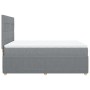 Cama box spring con colchón tela gris claro 140x190 cm