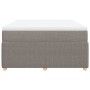 Cama box spring con colchón tela gris taupe 140x190 cm