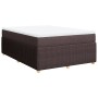 Cama box spring con colchón tela marrón oscuro 160x200 cm
