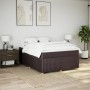 Cama box spring con colchón tela marrón oscuro 160x200 cm
