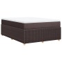 Cama box spring con colchón tela marrón oscuro 160x200 cm