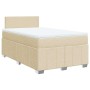 Cama box spring con colchón tela color crema 120x200 cm