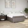 Cama box spring con colchón tela gris taupe 140x200 cm