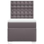 Cama box spring con colchón cuero sintético gris 100x200 cm