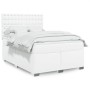 Cama box spring con colchón cuero sintético blanco 140x200cm