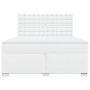 Cama box spring con colchón cuero sintético blanco 180x200 cm