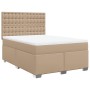 Cama box spring con colchón cuero sintético capuchino 140x200cm
