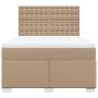Cama box spring con colchón cuero sintético capuchino 140x200cm