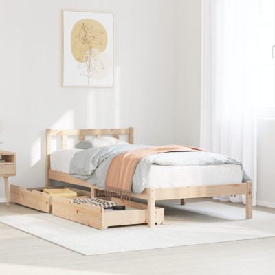 Estructura de cama sin colchón madera maciza pino 75x190 cm