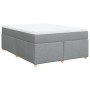 Cama box spring con colchón tela gris claro 160x200 cm