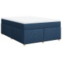 Cama box spring con colchón tela azul 140x190 cm
