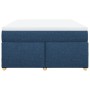 Cama box spring con colchón tela azul 140x190 cm