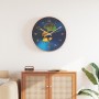 Reloj de pared poliestireno y cristal dorado y azul Ø29,5 cm