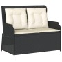 Sillón reclinable de jardín con cojines ratán sintético negro