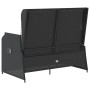 Sillón reclinable de jardín con cojines ratán sintético negro