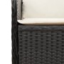 Sillón reclinable de jardín con cojines ratán sintético negro