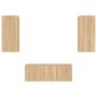 Muebles TV pared con LED 4 pzas madera ingeniería roble Sonoma