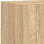 Muebles TV pared con LED 4 pzas madera ingeniería roble Sonoma