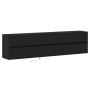 Mueble de TV de pared con LED negro 180x31x45 cm