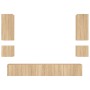 Muebles de TV de pared con luces LED 6 piezas roble Sonoma