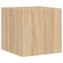 Muebles de TV de pared con luces LED 6 piezas roble Sonoma