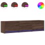 Mueble de TV LED madera ingeniería marrón roble 165x34x40 cm