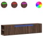 Mueble de TV de pared con luz LED marrón roble 180x31x39,5 cm