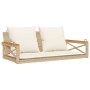 Banco columpio con cojines ratán sintético beige 109x62x40 cm
