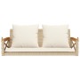 Banco columpio con cojines ratán sintético beige 109x62x40 cm