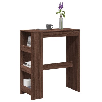 Mesa alta bar con estantes marrón roble 90x40x103,5 cm