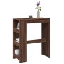 Mesa alta bar con estantes marrón roble 90x40x103,5 cm