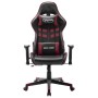 Silla de gaming de cuero sintético negro y rojo tinto