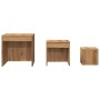 Mesas apilables 3 pzas madera contrachapada color roble artisan