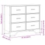 Cajonera de madera de ingeniería gris Sonoma 91x35,5x74,5 cm