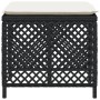 Taburetes de jardín con cojines 4 uds ratán PE negro 41x41x36cm