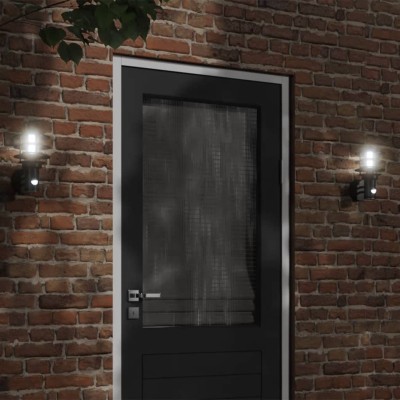 Apliques de exterior con sensor 2 uds acero inoxidable negro