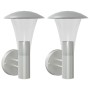 Apliques de exterior 2 unidades acero inoxidable plateado