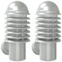 Apliques de exterior 2 unidades acero inoxidable plateado