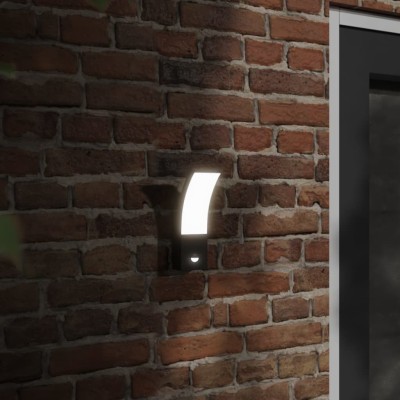 Lámparas de pared LED exterior con sensor 2 uds aluminio negro