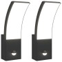 Lámparas de pared LED exterior con sensor 2 uds aluminio negro