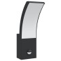 Lámparas de pared LED exterior con sensor 2 uds aluminio negro