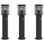 Lámparas de suelo exterior con sensor 3 uds acero negro 60 cm
