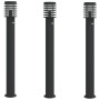 Lámparas de suelo exterior con sensor 3 uds acero negro 110 cm
